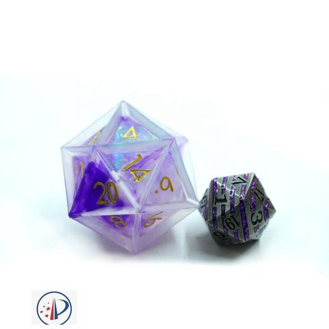 Yushun D20 Purple Resin Dice 33mm Polyhedral