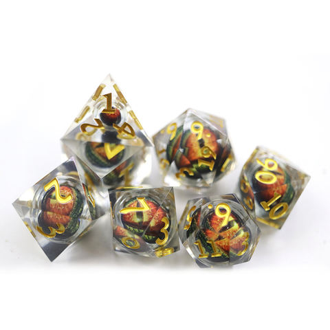 Custom Resin Dice 7pcs DND sharp Edge