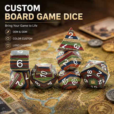 Wooden Polyhedral 7 Pcs Dungeons and Dragons